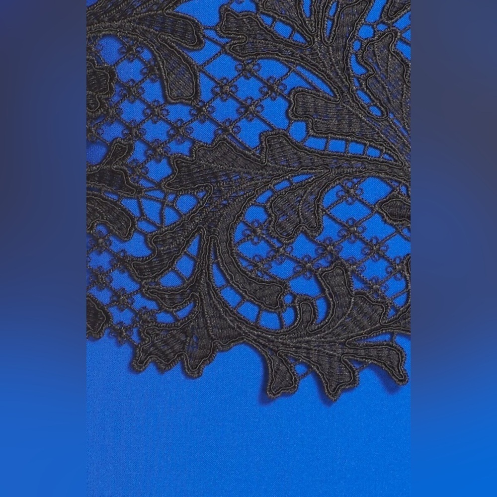 New!Sachin & Babi Noir Carolina Lace Overlay Sheath Black & Blue Midi Dress💙4,10 - Picture 6 of 13